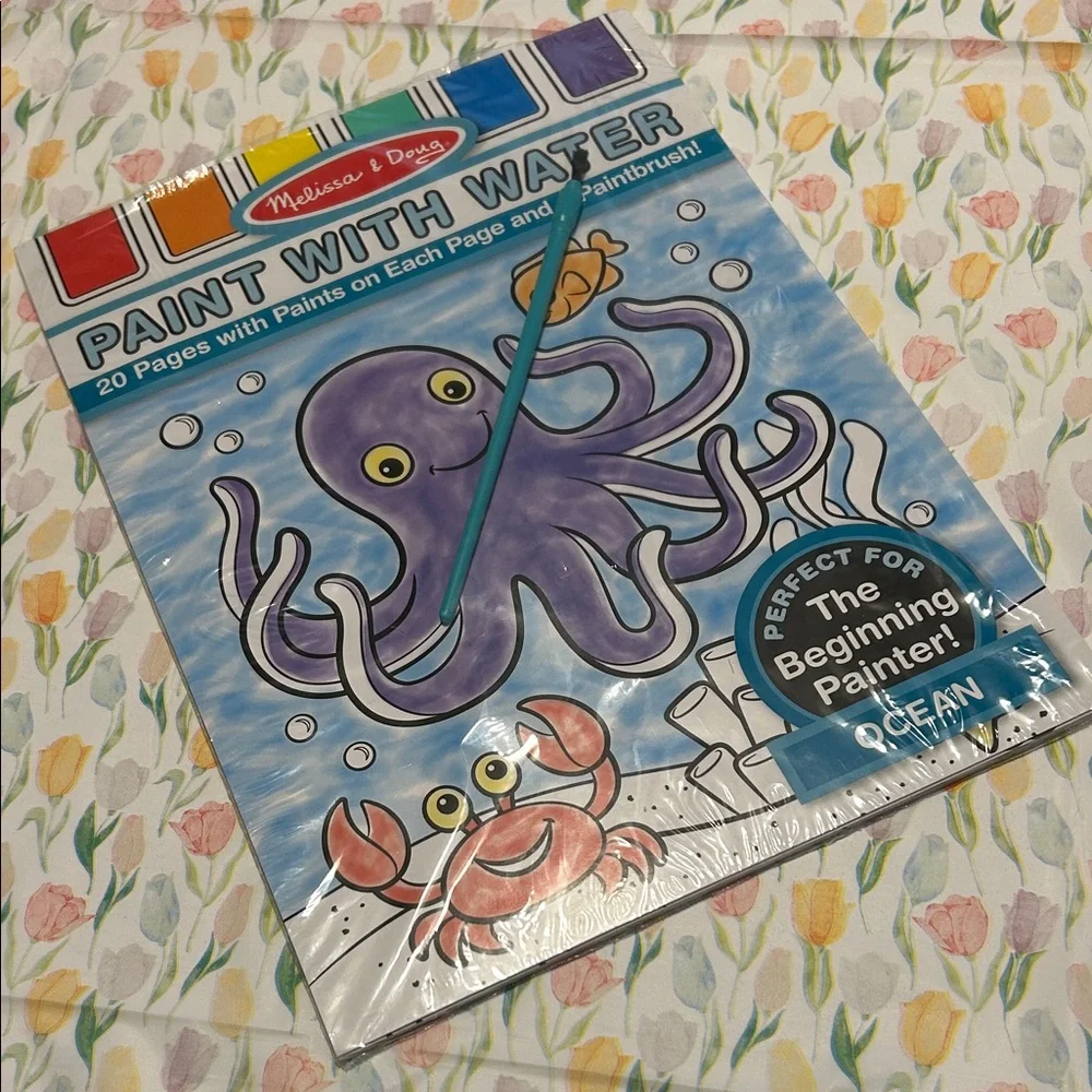 Melissa & Doug Paint With Water Book with Purple Octopus and Blue Background